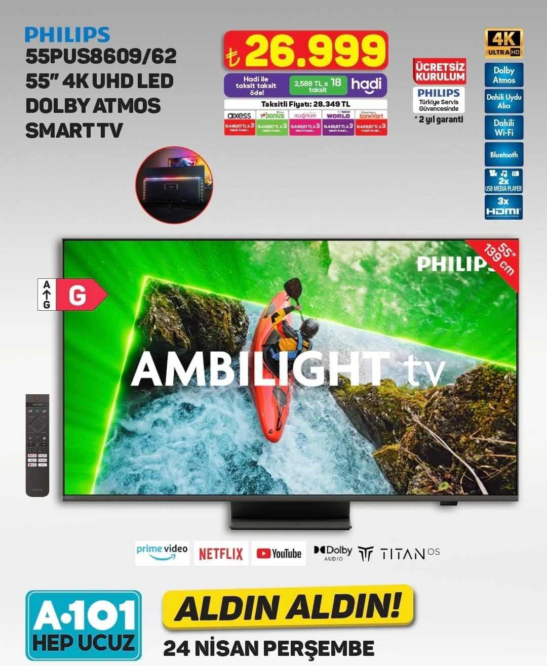 A101 24-30 Nisan Aktüel Kataloğu Philips TV