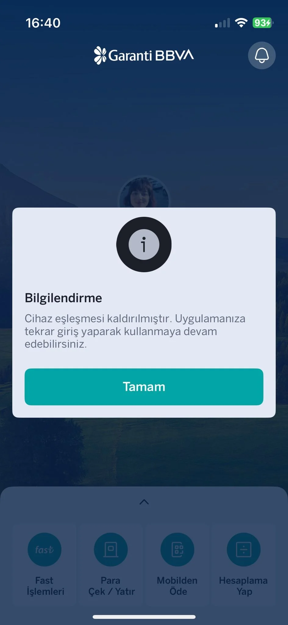 Garanti BBVA Mobil Uygulaması Çöktü mesajı