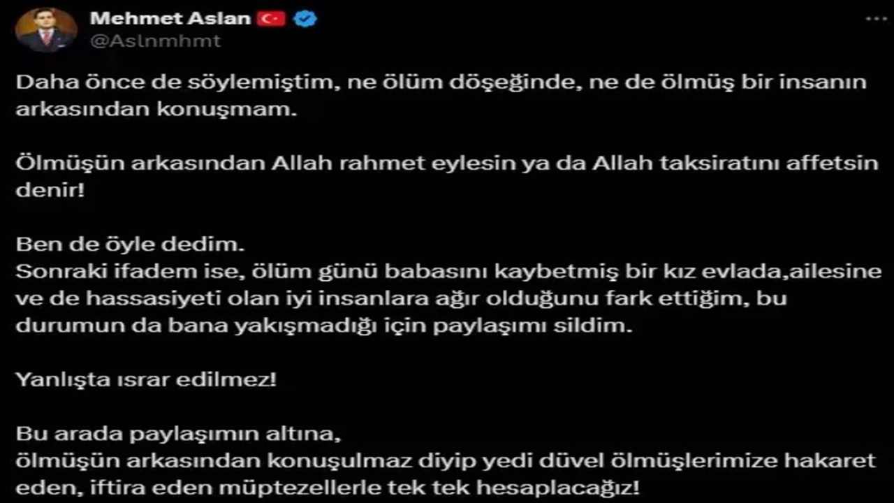 Mehmet Aslan'ın paylaşımı